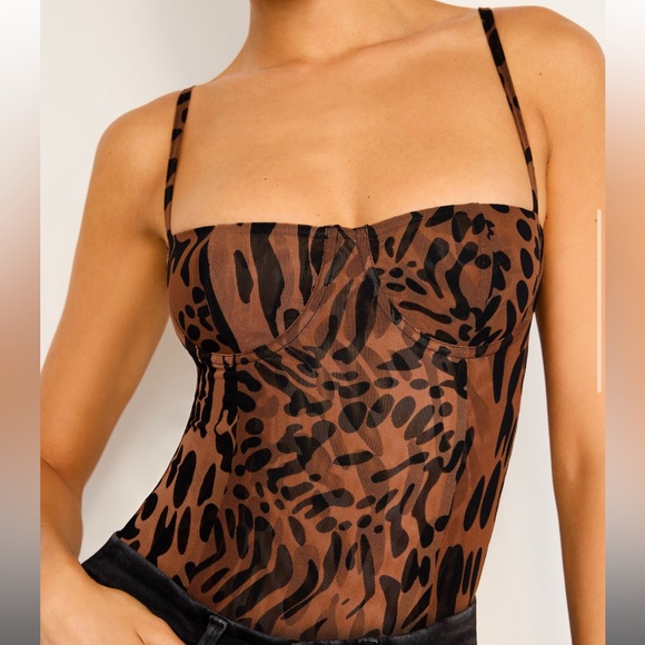 GOOD AMERICAN - MESH BUSTIER BODYSUIT 🐆 - Picture 3 of 11
